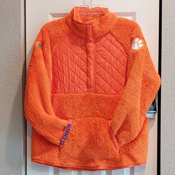 Clemson Tigers Colosseum Pullover Half-Snap Sherpa Jacket Size M - Picture 1 of 12